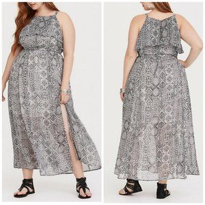 Torrid Boho Ikat Chifon Maxi Dress Sz 1 (1X)
